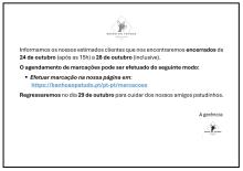 Aviso de encerramento para férias